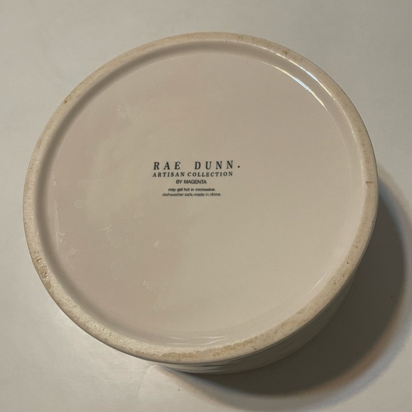 Rae Dunn Artisan Collection Large 6” Diameter Pottery Pet Bowl 3” Deep DEVOUR - Picture 3 of 5